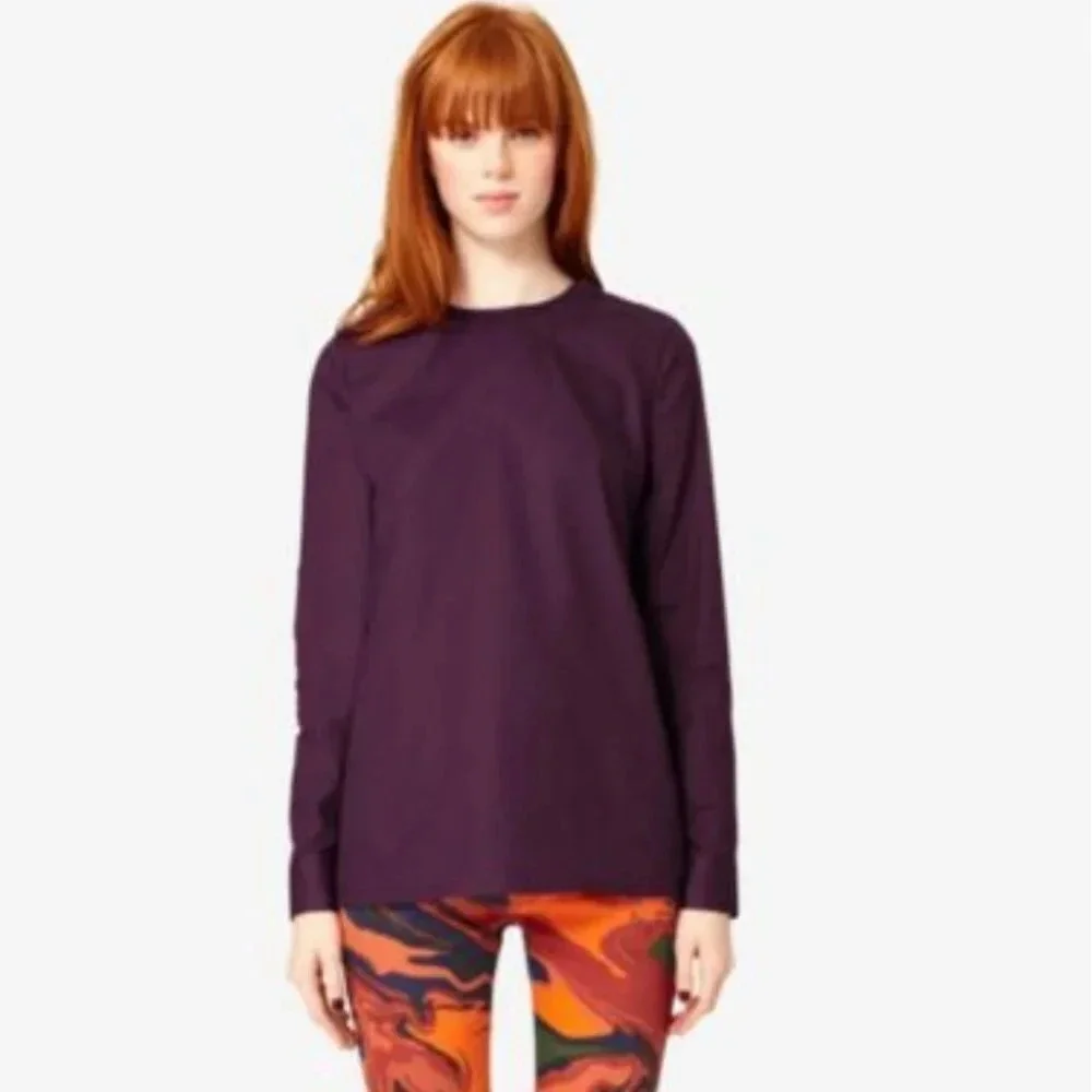Kate Spade Saturday Purple Long Sleeves Crew Neck Blouse Size L